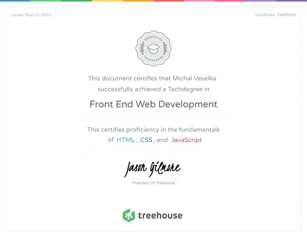 Front-End Web Development certificate