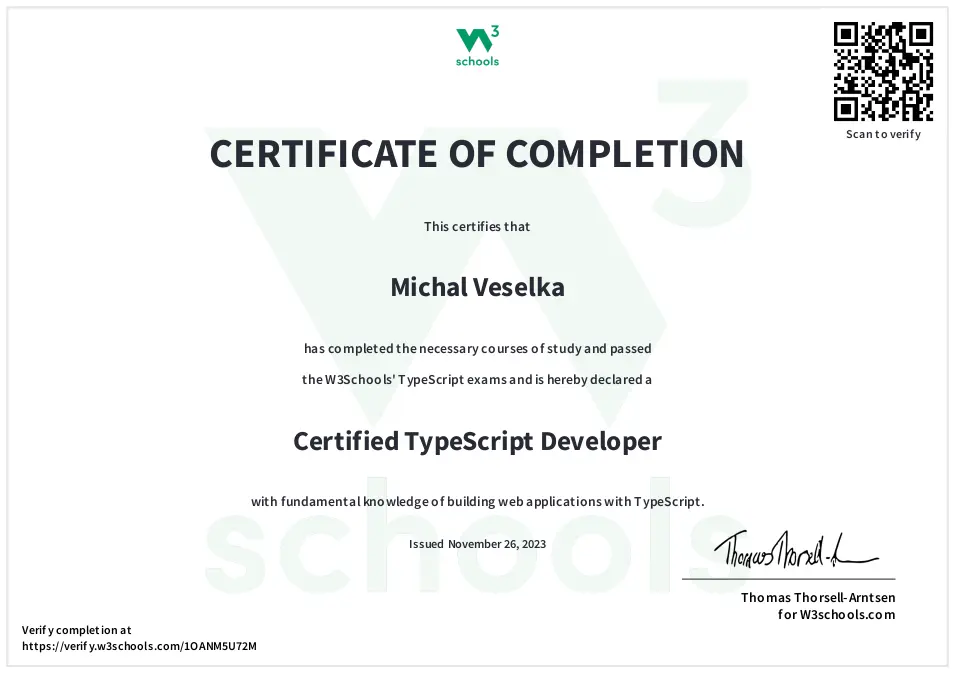 TypeScript certificate